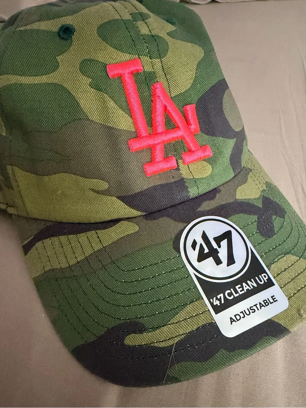 '47 Camo Cap with Pink LA Logo - Adjustable